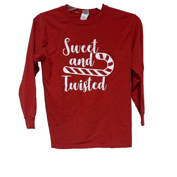Sweet and Twisted Funny Christmas Candy Cane T-Shirt Youth Large Christmas - Picture 1 of 6